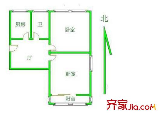 和平街十四区户型图户型图 2室1厅1卫1厨