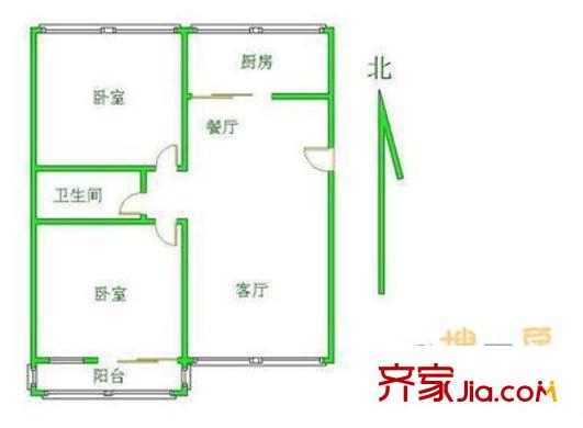 和平街十四区 2室 户型图