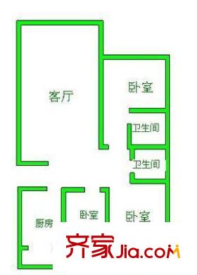 裕龙花园六区户型图户型图 3室1厅2卫1厨