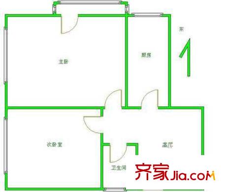 武圣西里户型图户型图 2室1厅1卫1厨