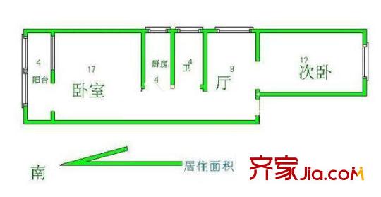 武圣西里户型图户型图 2室1厅1卫1厨