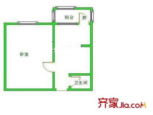 团结湖南里户型图户型图 1室1厅1卫1厨