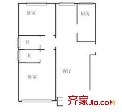 望花路西里户型图户型图 2室1厅2卫1厨