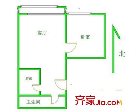 庄维花园一期户型图1室户型图 1室1厅1卫1厨