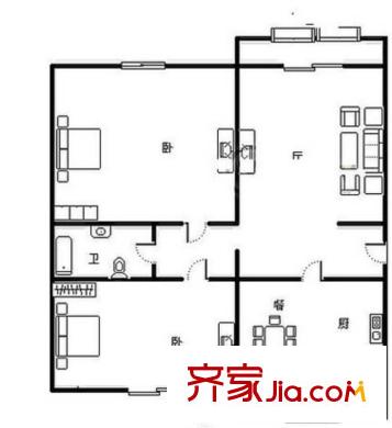 畅清园一期 2室 户型图