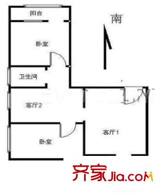 阳光空间户型图户型图 2室2厅1卫1厨