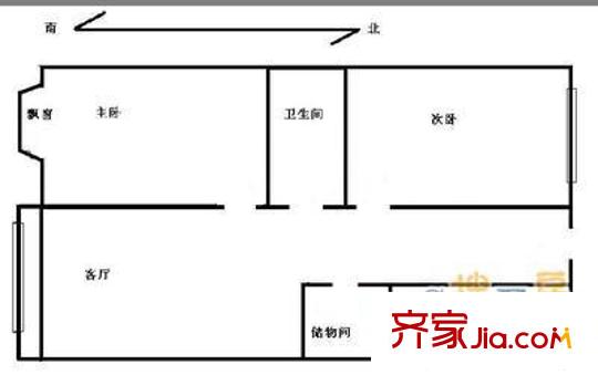 阳光空间户型图户型图 2室1厅1卫1厨