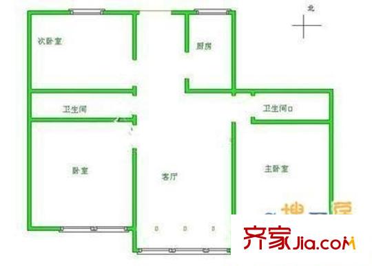 阳光空间户型图户型图 3室1厅2卫1厨