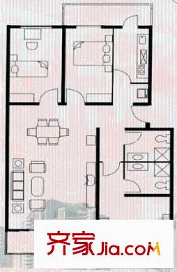 沁春家园户型图G标准层 3室2厅2卫1厨