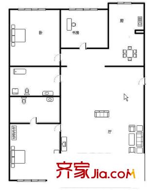 天通苑本五區(qū)戶型圖戶型圖 3室2廳2衛(wèi)1廚
