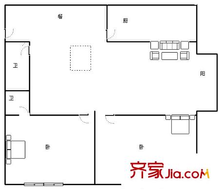 天通苑本五區(qū)戶型圖戶型圖 2室2廳2衛(wèi)1廚