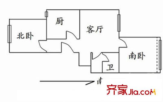 新华街五里户型图户型图 2室1厅1卫1厨