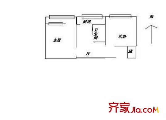 新华街三里户型图户型图 2室1厅1卫1厨