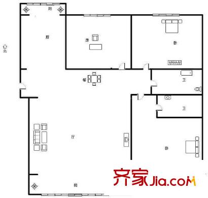 天通苑本三區(qū) 3室 戶型圖