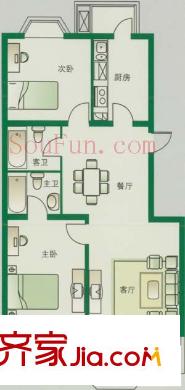靓景明居户型图户型图 2室2厅2卫1厨