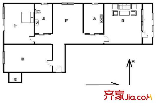 左家庄北里 3室 户型图