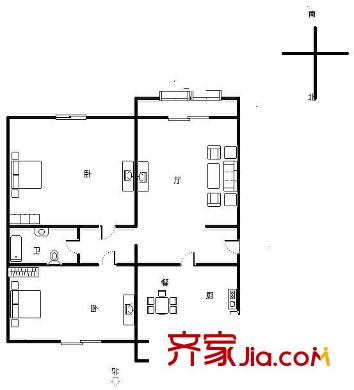 金蝉里户型图户型图 2室2厅1卫1厨