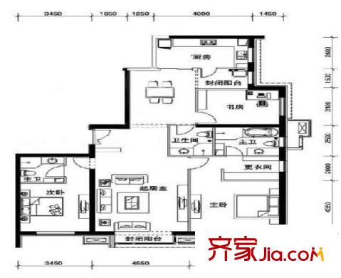 金蝉里户型图户型图 3室2厅3卫1厨