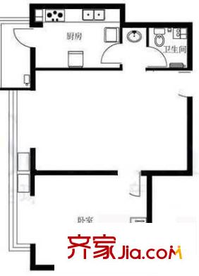 马连洼梅园户型图户型图 1室1厅1卫1厨