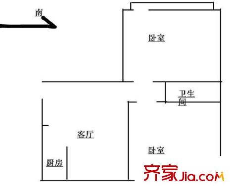 马连洼梅园户型图2室 户型图 2室1厅1卫1厨