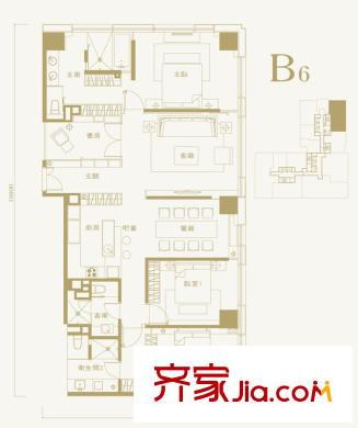 长安太和B6户型 4室2厅3卫1厨