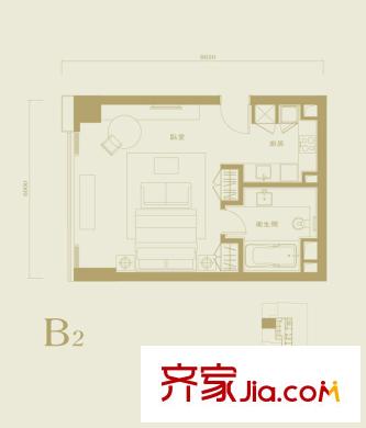 长安太和B2户型 1室1卫1厨