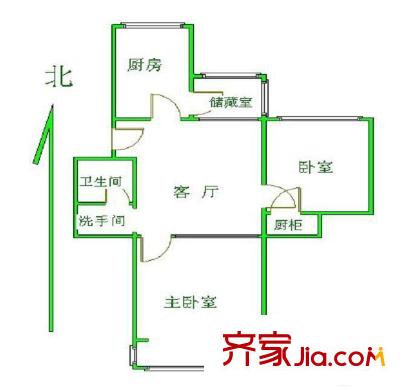 团河苑小区 2室 户型图