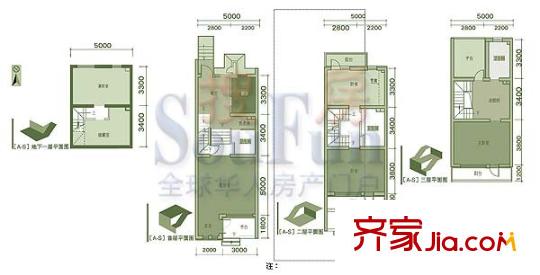 福提岛户型图A-S户型 4室2厅3卫1厨