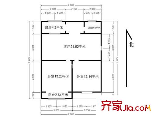 团河苑小区 2室 户型图