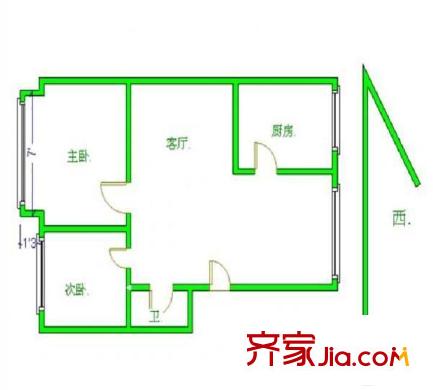 团河苑小区 2室 户型图