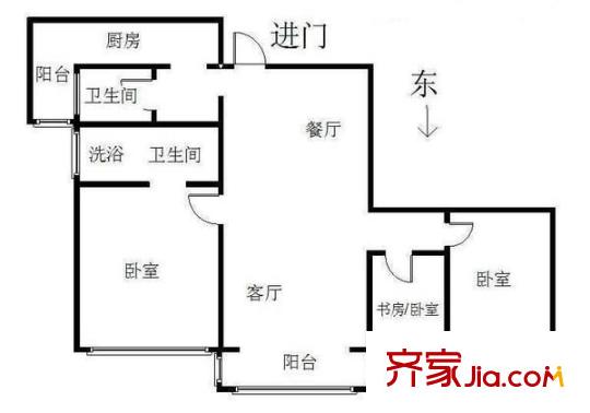 宏源公寓 3室 户型图