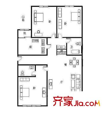 和諧家園一區(qū)戶型圖戶型圖 3室1廳1衛(wèi)1廚
