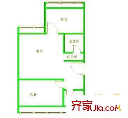 轮胎厂小区户型图户型图 2室1厅1卫1厨