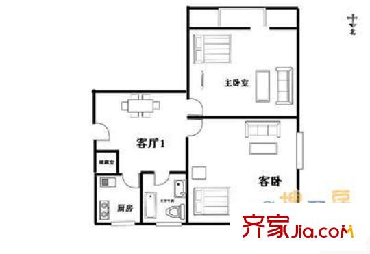 黄庄小区户型图户型图 2室1厅1卫1厨