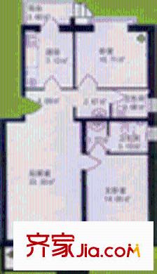 汇丰家园户型图8号楼首层B户型 2室1厅2卫1厨