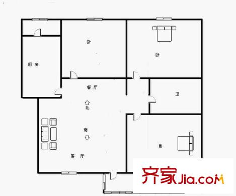 和义西里小区泰和园 3室 户型图