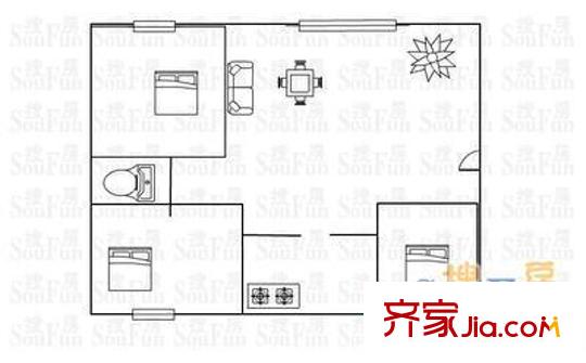 清秀园北区户型图户型图 3室1厅1卫1厨
