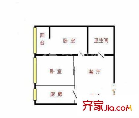杰座大厦户型图户型图 2室1厅1卫1厨