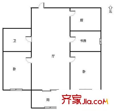杰座大厦 3室 户型图