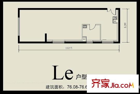 首城双景le户型 1室1卫1厨
