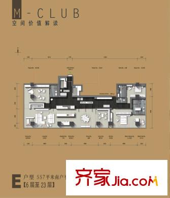 万科大都会557平米E户型