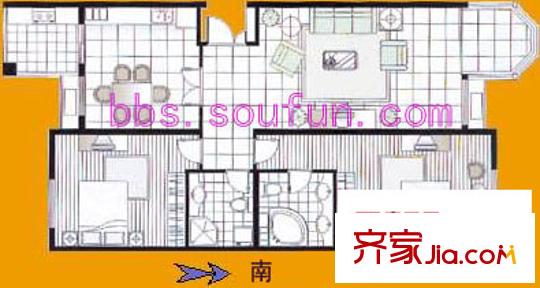 恋日嘉园二期户型图户型图 2室2厅2卫1厨