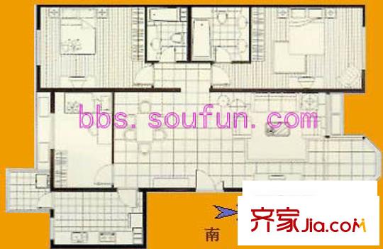 恋日嘉园二期户型图户型图 3室2厅2卫1厨
