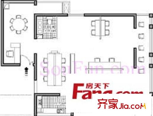 远洋德邑户型图4#F户型 2室1厅1卫1厨