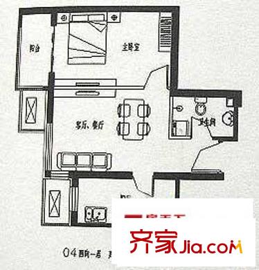 泰華龍旗廣場(chǎng)戶型圖一居戶型圖 1室2廳1衛(wèi)1廚