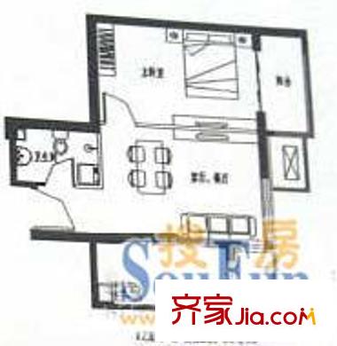 泰華龍旗廣場(chǎng)戶型圖一居戶型圖 1室2廳1衛(wèi)1廚