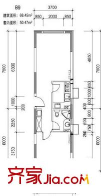 北回歸線戶型圖戶型圖 1室1廳1衛(wèi)1廚