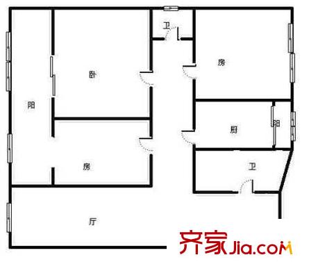 花家地西里二区户型图户型图 3室1厅1卫1厨