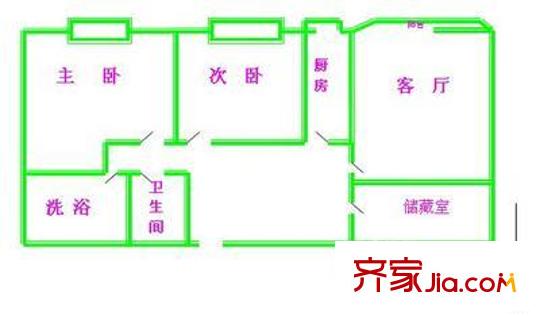 花家地西里二区户型图户型图 2室1厅1卫1厨