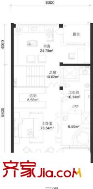亚运新新家园d三层户型图 2室1卫